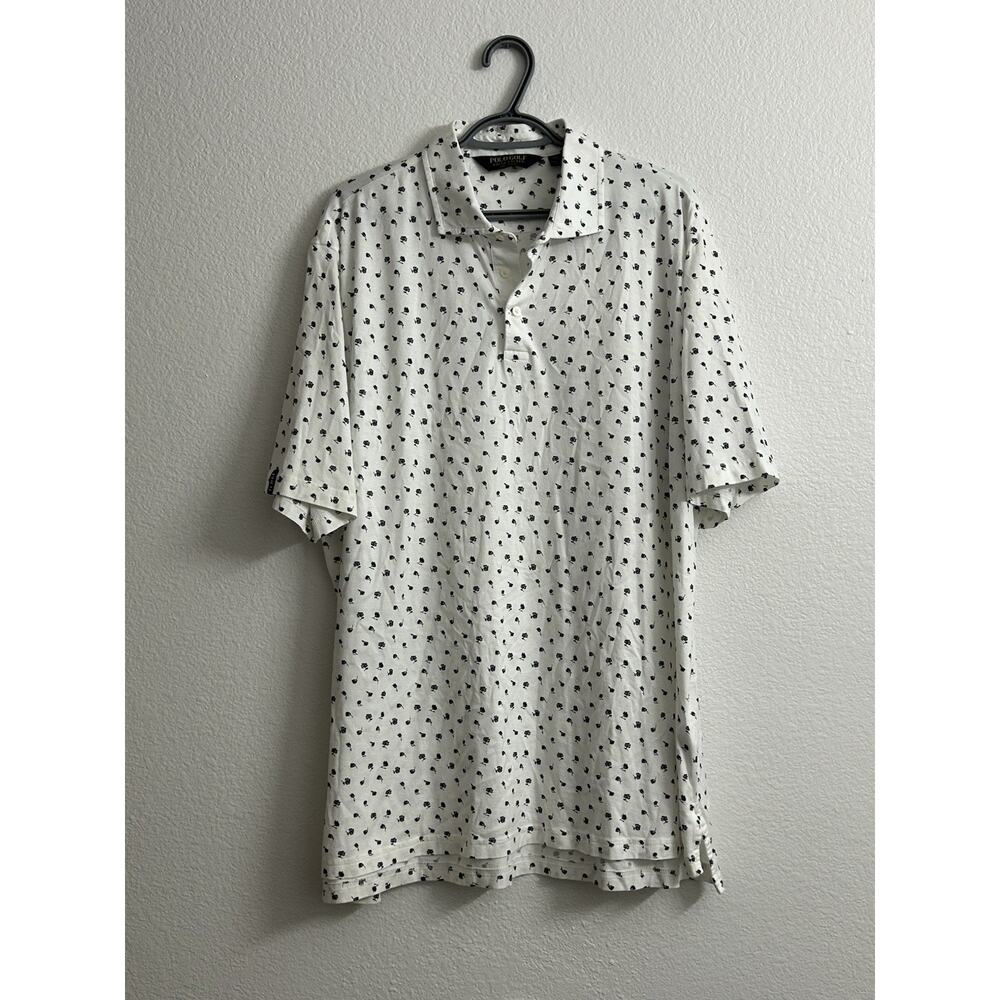 Polo Ralph Lauren Golf Polo Shirt Mens XXL White Floral Short Sleeve